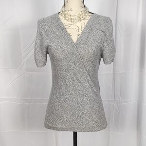Elegant Gray Women's Short Sleeve Wrap Top